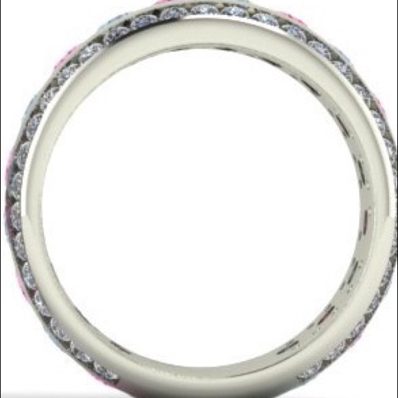 Custom19k diamond, pink sapphire & aquamarine band - Picture 5 of 5